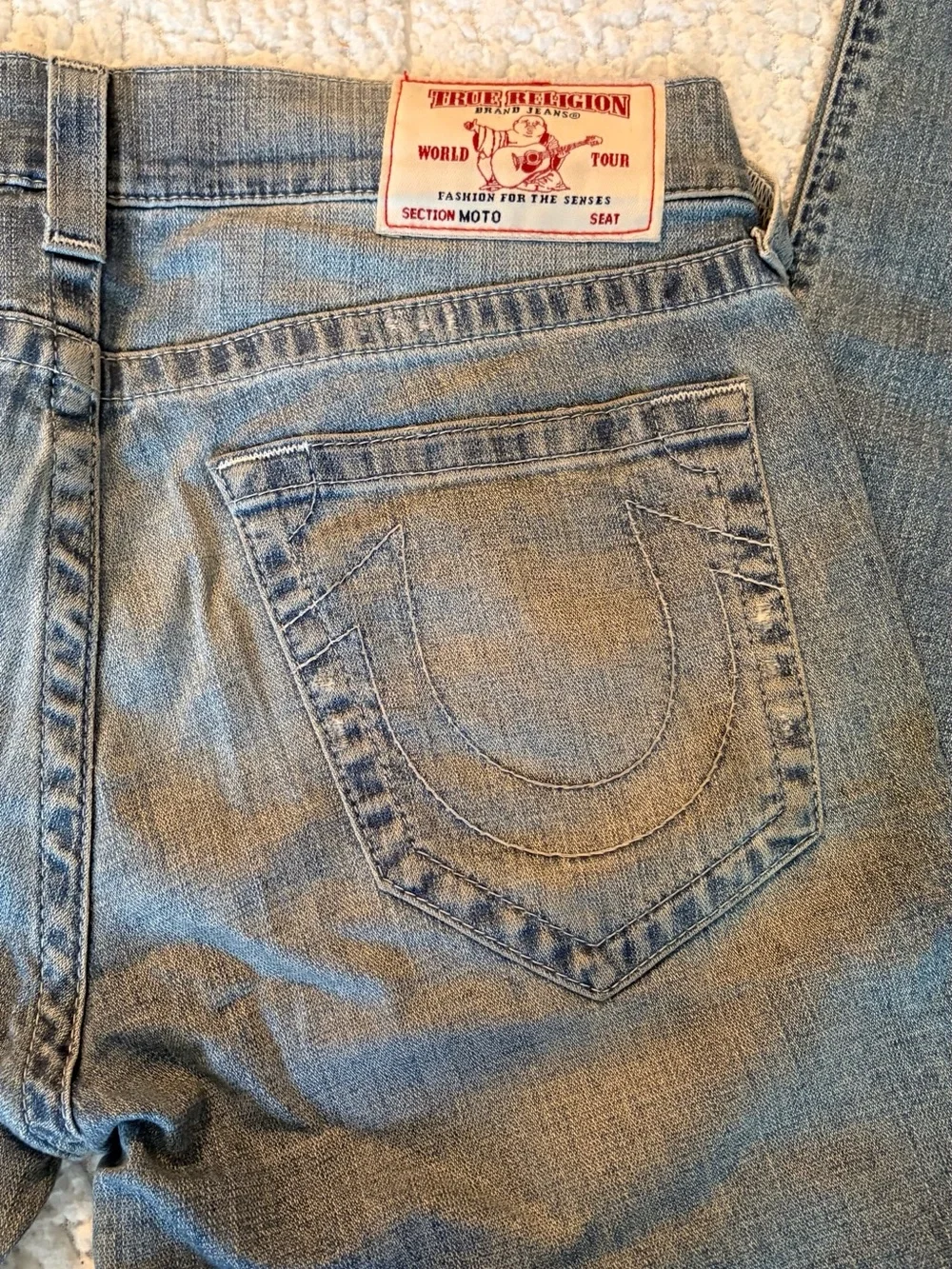 True Religion Men's Skinny Fit Distressed Blue Jeans Size 33